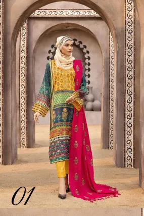 01 Gul e Zarki Cotton Satin Printed Collection Vol 3