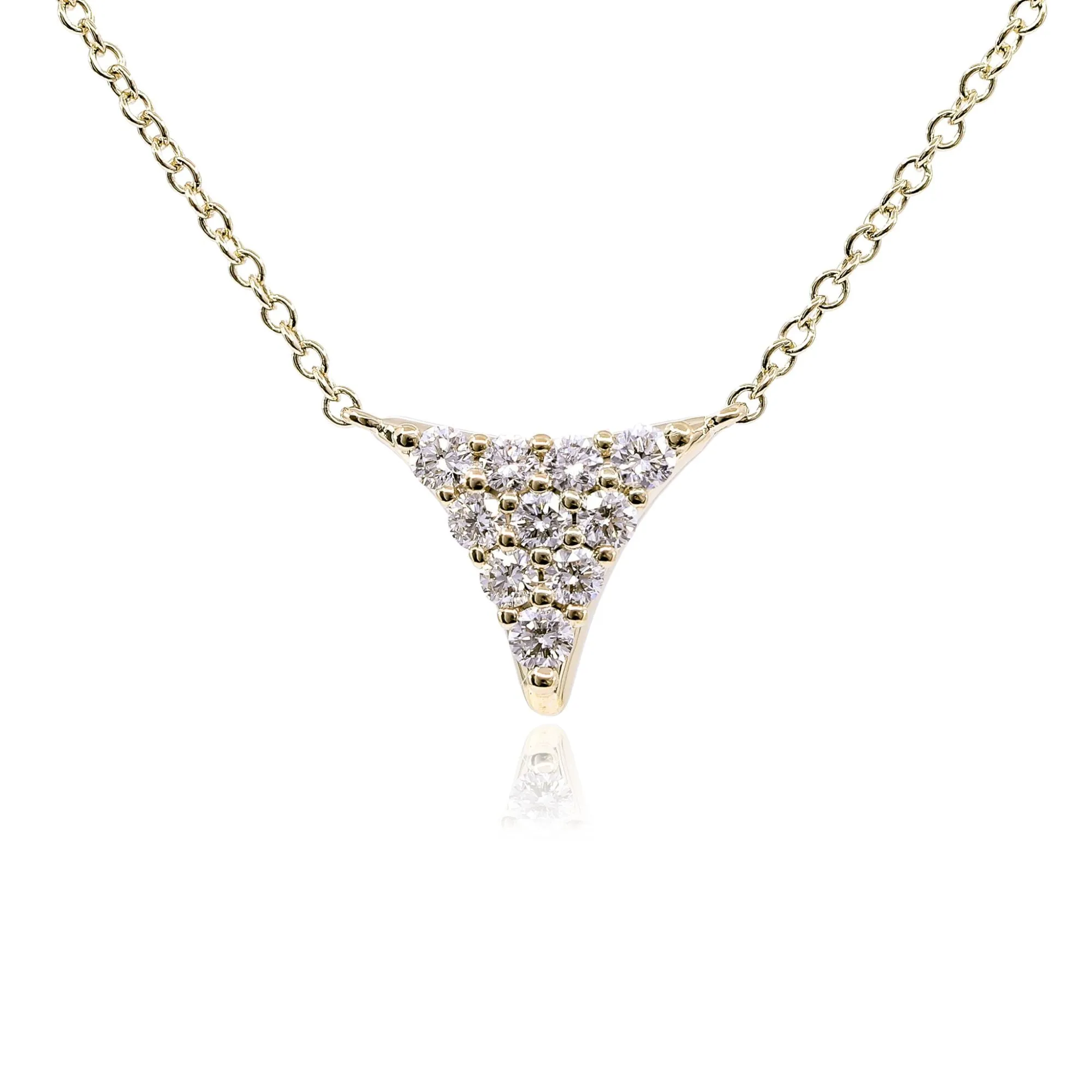 14K YELLOW GOLD DIAMOND PAVE TRIANGLE NECKLACE - 0.31CTW