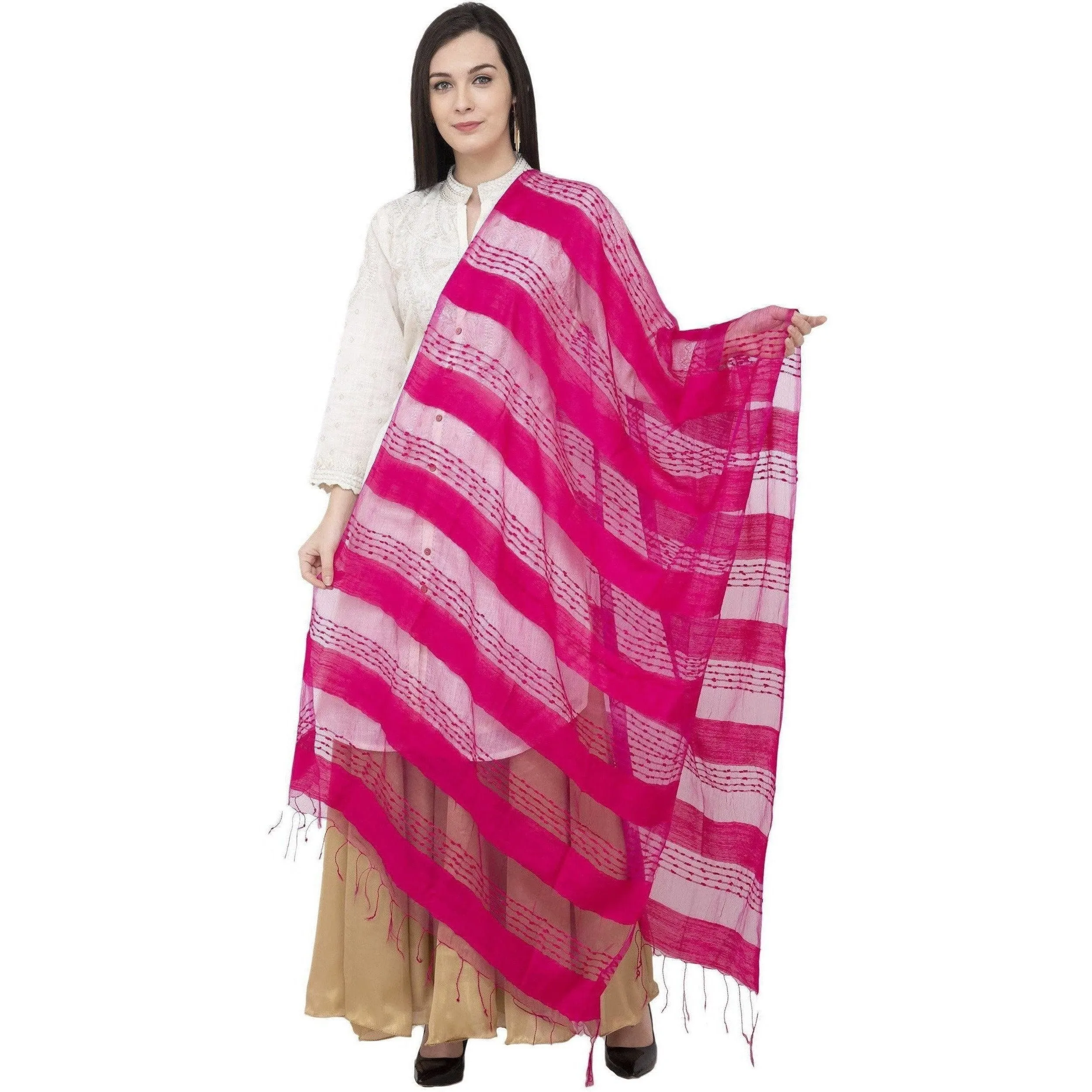 A R Silk Payal Plan Regular Dupatta Rani Color Dupatta or Chunni