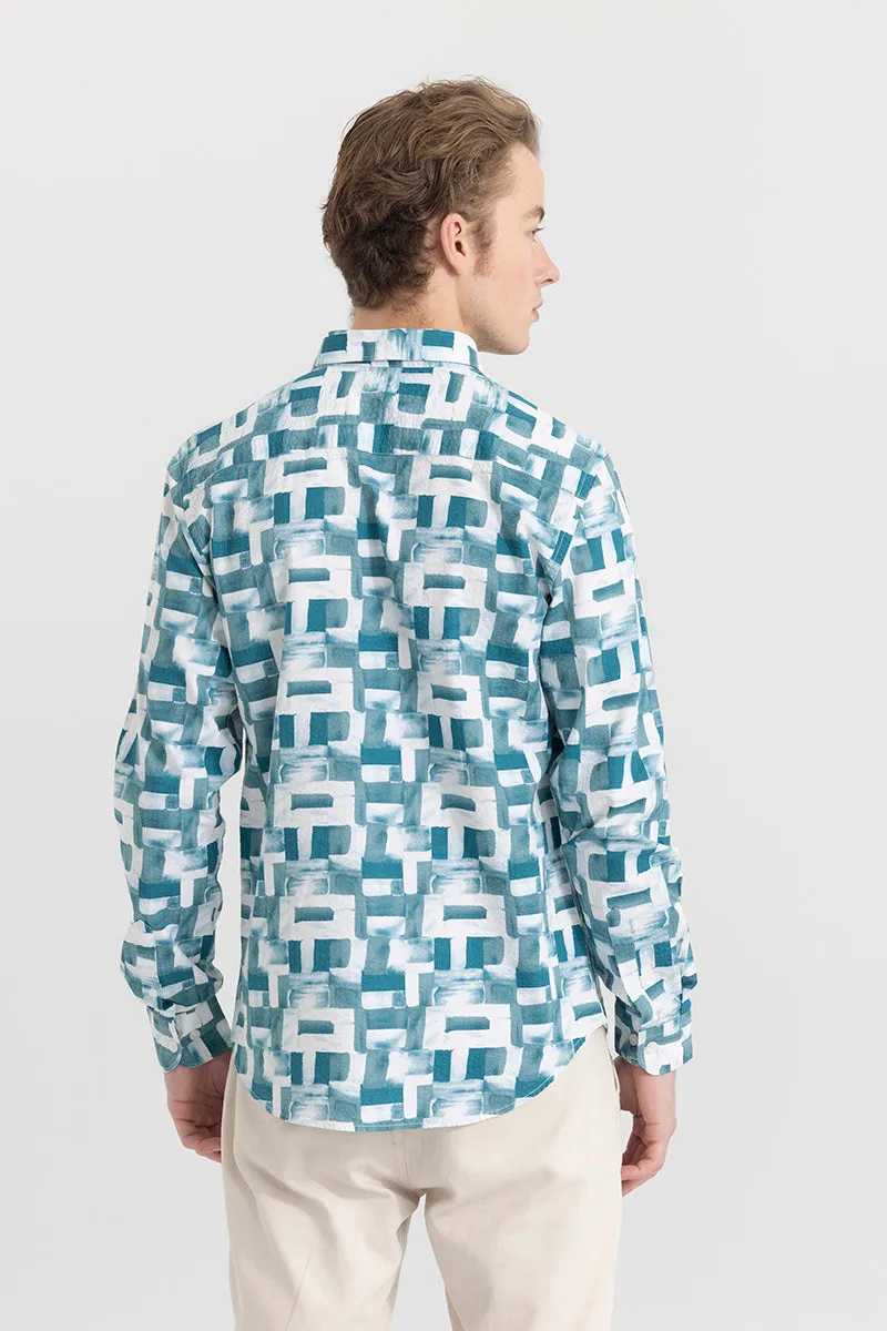 Abstraction Box Blue Seersucker Shirt