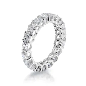 Anaya 3 Carat Undecided Eternity Band With Round and Emerald Cut  in 14k White Gold U-Shape Shared Prong