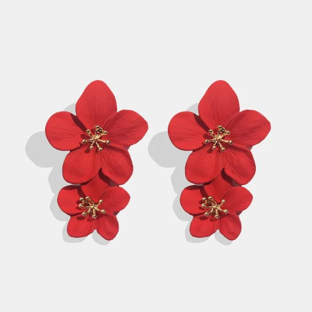 Années 60 Boucle d'Oreilles Fleur Pendantes Rétro