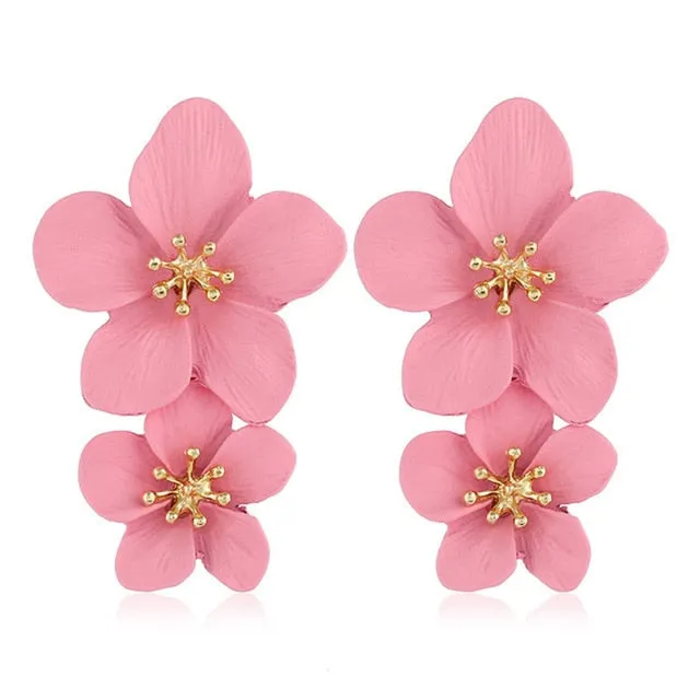 Années 60 Boucle d'Oreilles Fleur Pendantes Rétro