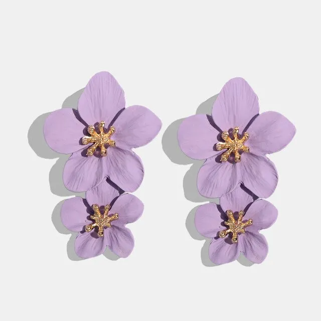 Années 60 Boucle d'Oreilles Fleur Pendantes Rétro