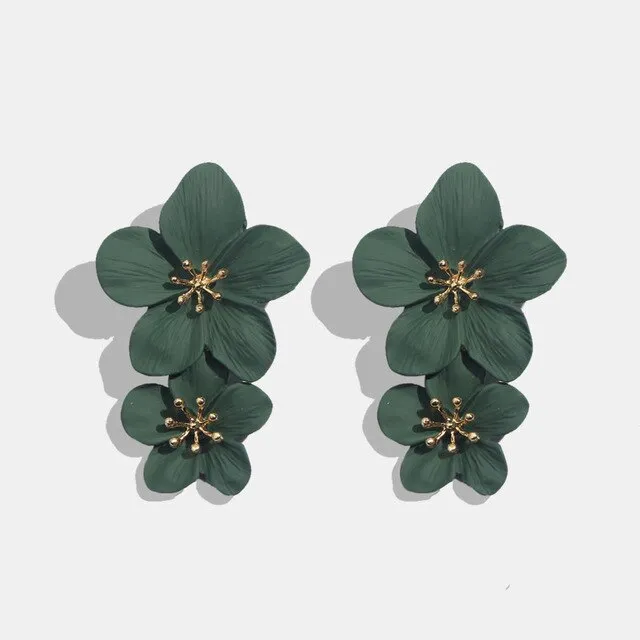 Années 60 Boucle d'Oreilles Fleur Pendantes Rétro