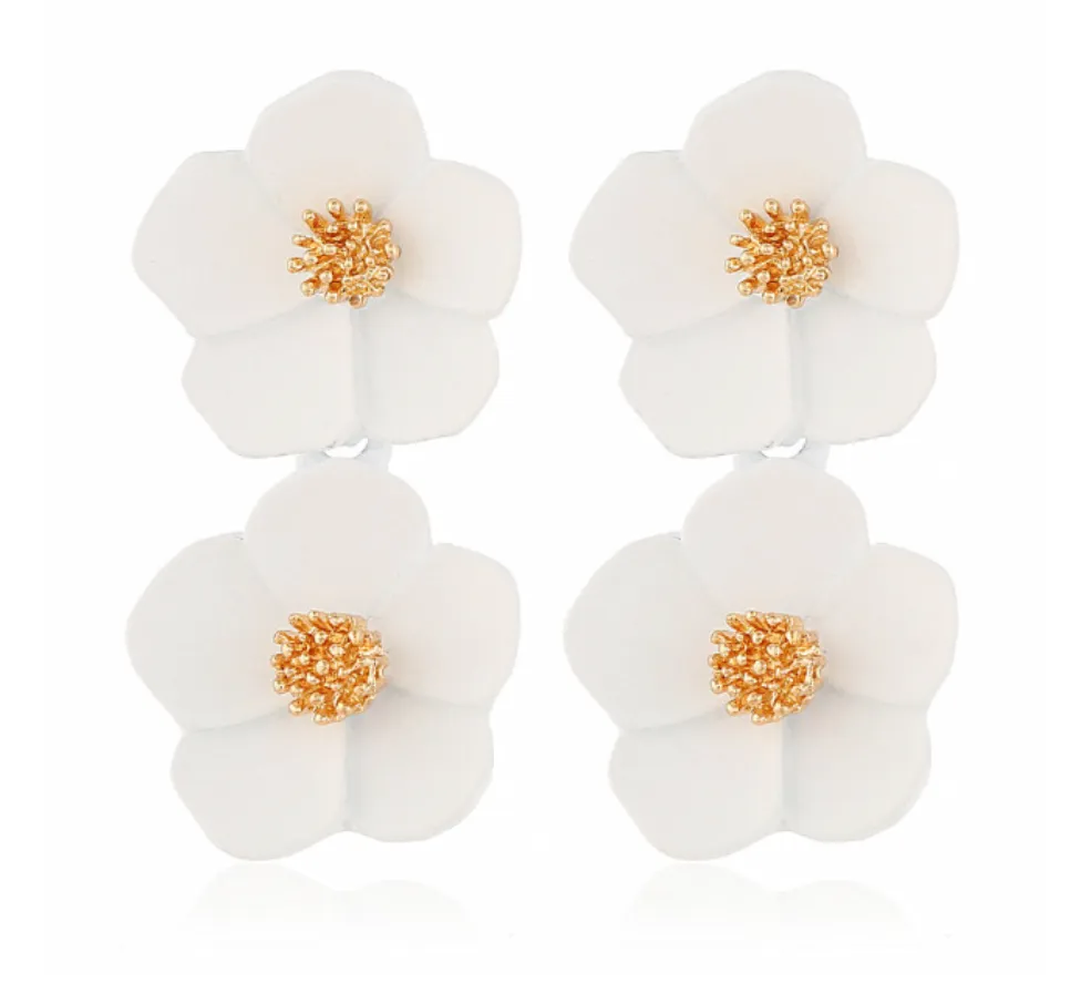 Années 60 Boucle d'Oreilles Fleur Pendantes Rétro