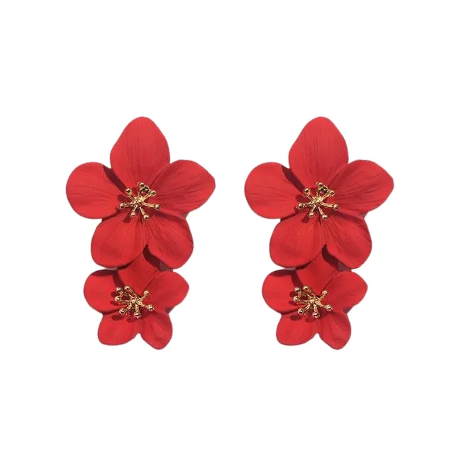 Années 60 Boucle d'Oreilles Fleur Pendantes Rétro