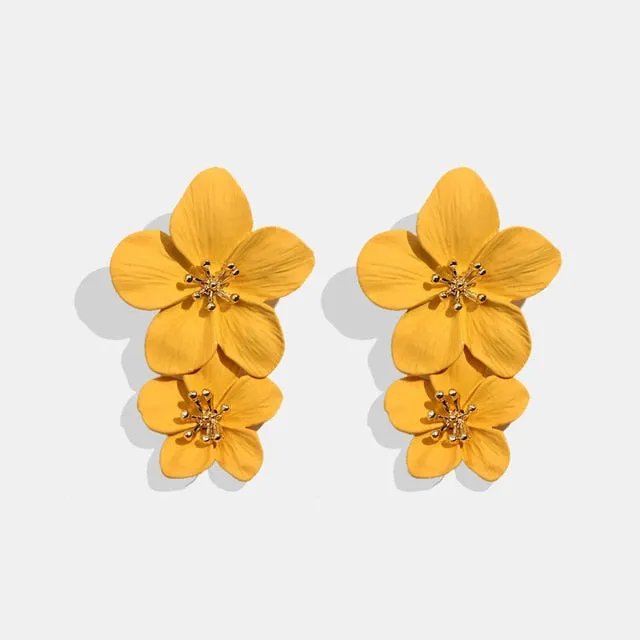 Années 60 Boucle d'Oreilles Fleur Pendantes Rétro