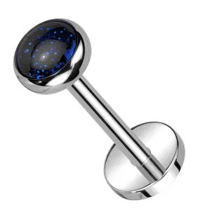 Bezel Blue Sandstone Threadless Titanium Labret