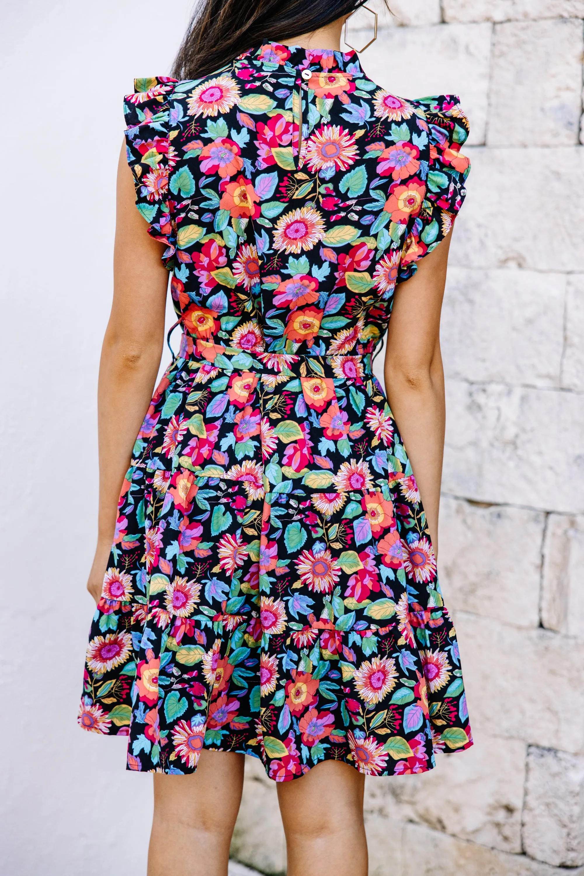 Bold Moves Black Floral Dress