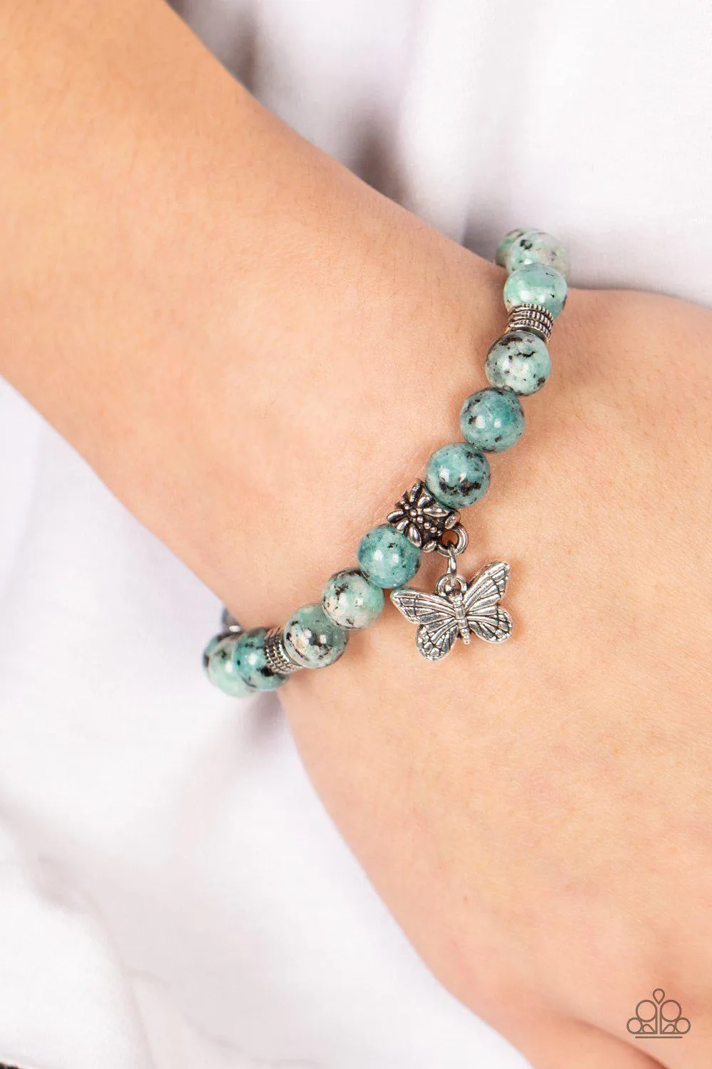 Butterfly Nirvana Blue Stone Butterfly Bracelet - Paparazzi Accessories