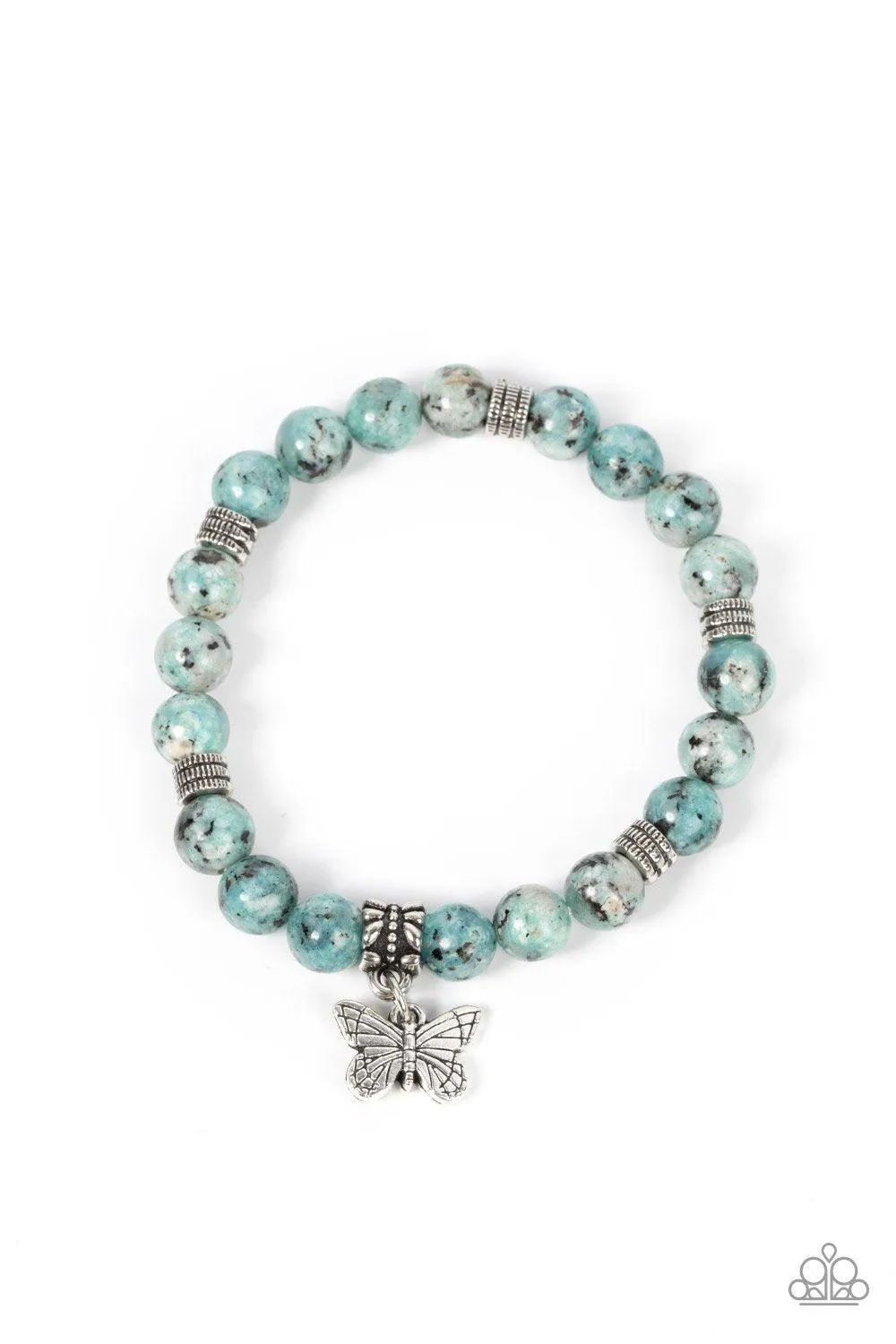 Butterfly Nirvana Blue Stone Butterfly Bracelet - Paparazzi Accessories