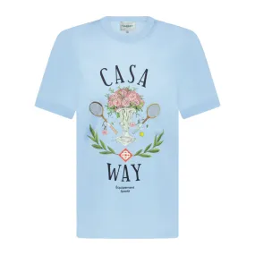 CASABLANCA CASAWAY PRINTED T-SHIRT SKY BLUE