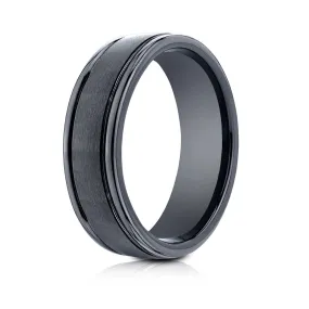 Cobalt Chrome Men's Wedding Band with Satin Center