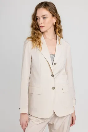 Cotton Poplin Blazer in Sesame Beige