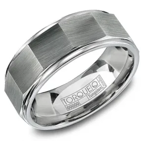 Crown Ring Torque Grey Tungsten 8mm Wedding Band