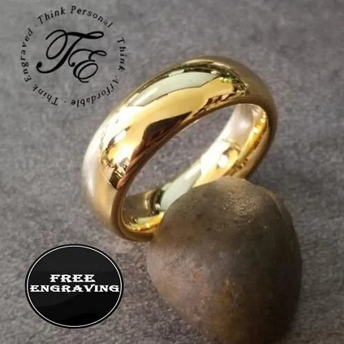 Custom engraved Men's Gold Promise Ring - Personalized Handwriting Promise Ring