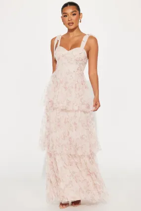 Dana Floral Tulle Gown - Blush