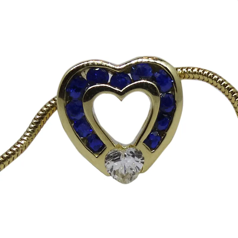 Diamond and Sapphire heart shaped pendant