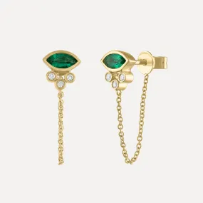 Emerald Evil Eye Chain Earring