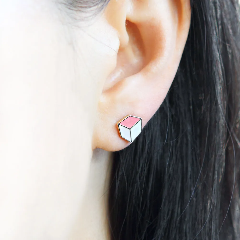 Epoxy Multi Colors Cube Earrings for Women