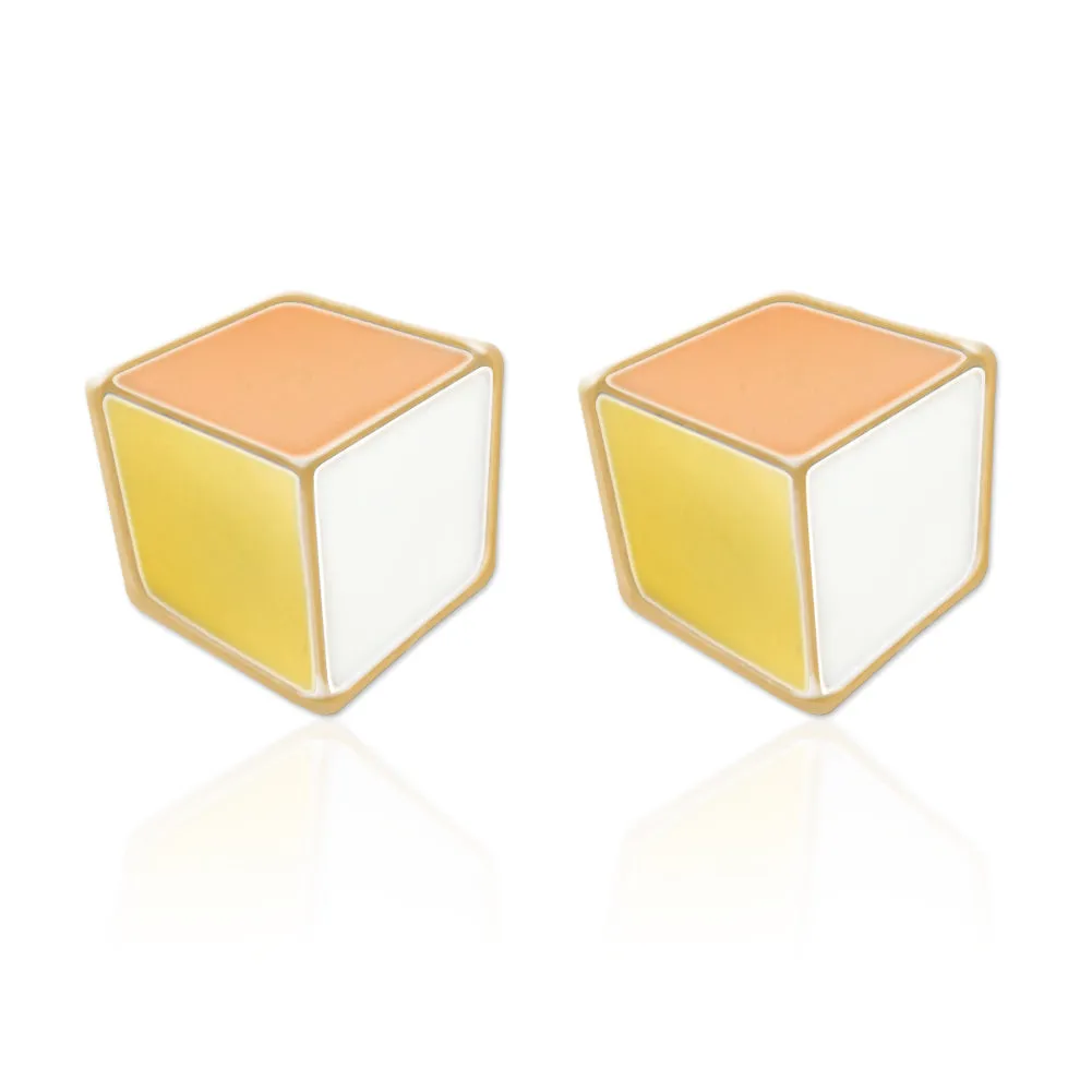 Epoxy Multi Colors Cube Earrings for Women