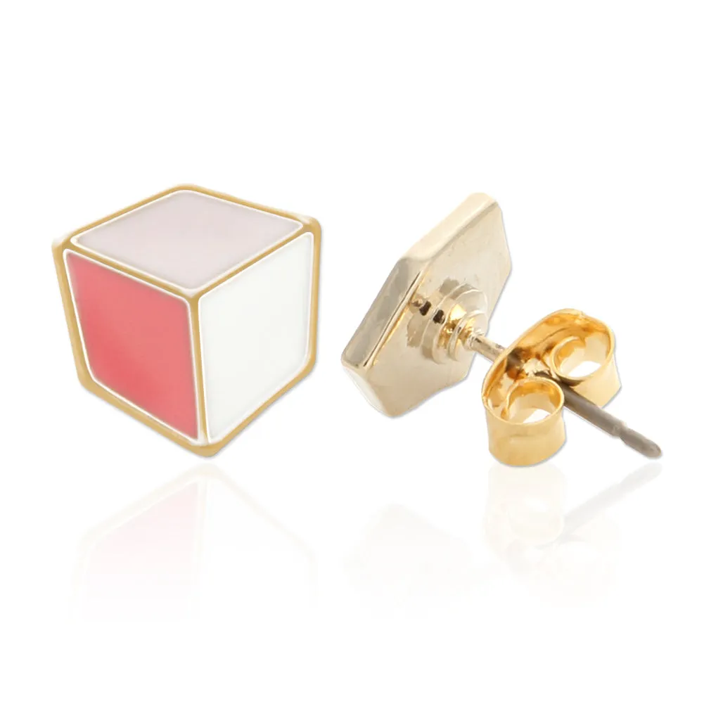 Epoxy Multi Colors Cube Earrings for Women