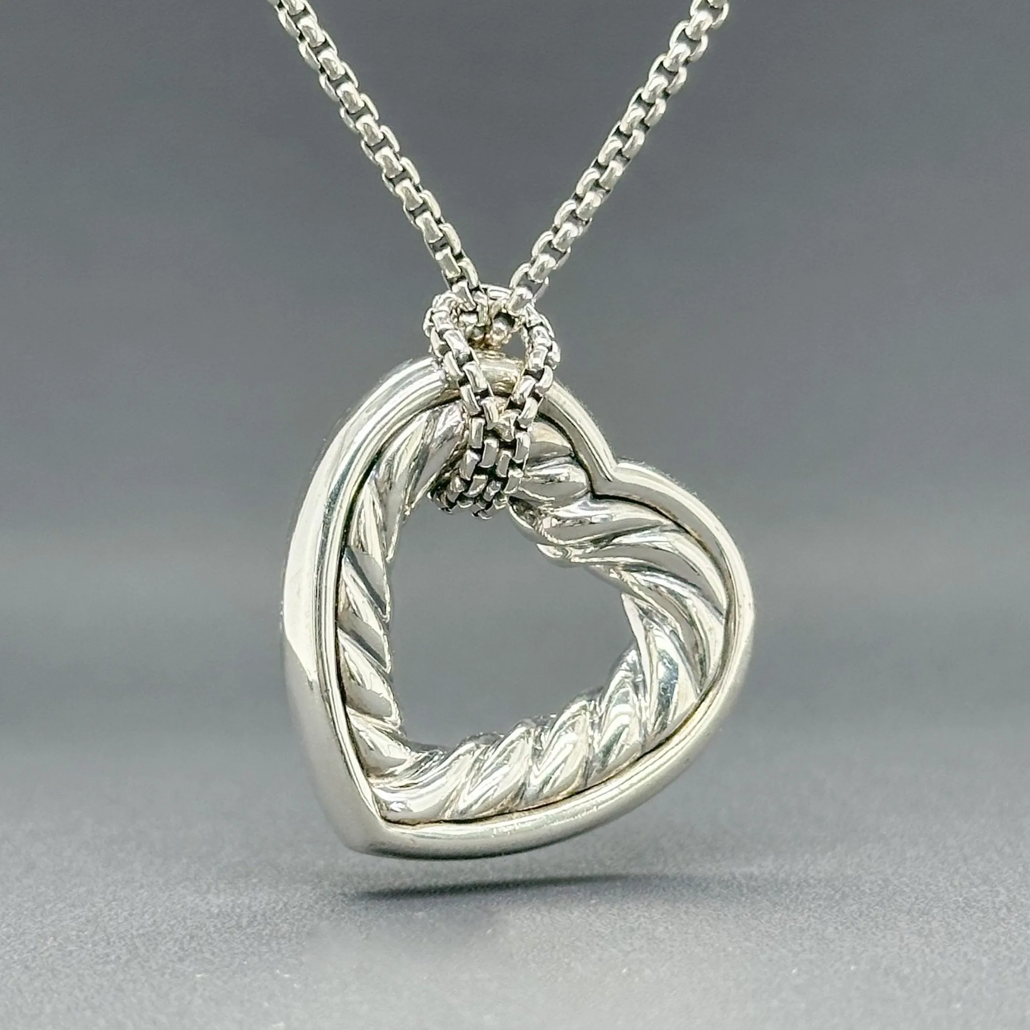 Estate David Yurman SS G-H/SI1 Diamond Heart Pendant