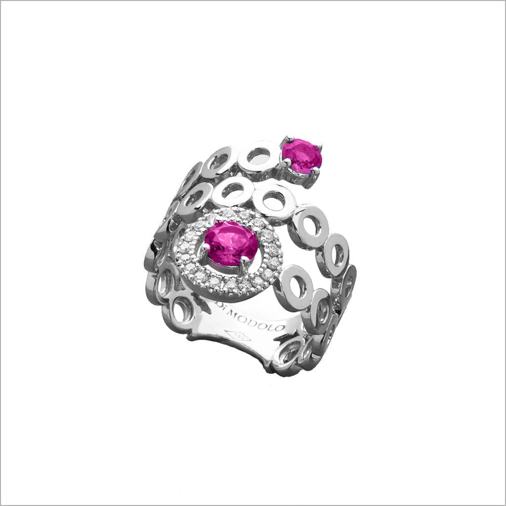 Eterno 18K Gold & Pink Sapphire Ring with Diamonds