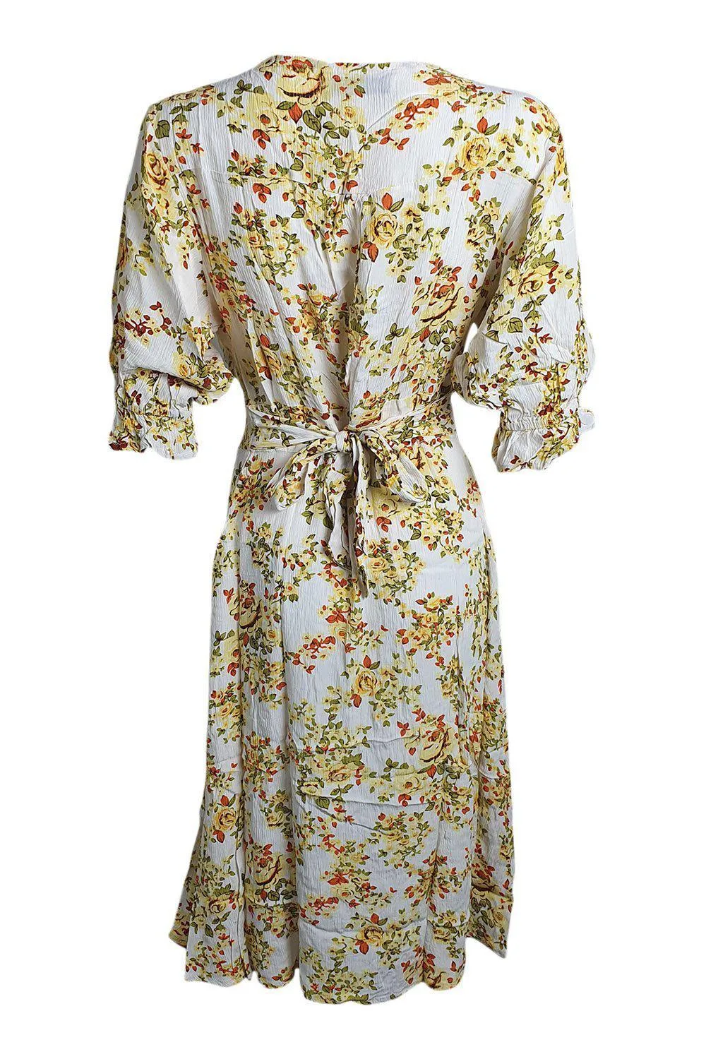 FAITHFULL THE BRAND Off White Goldie Floral Rafa Midi Dress (AU 8 | US 4 | UK 8)