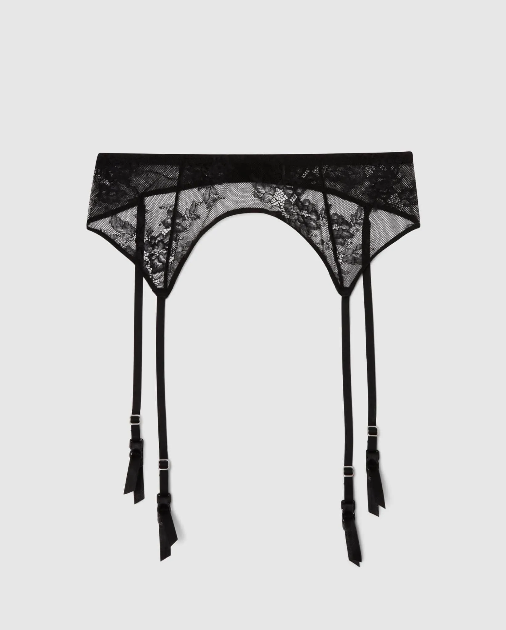 Floral Lace Suspenders Black