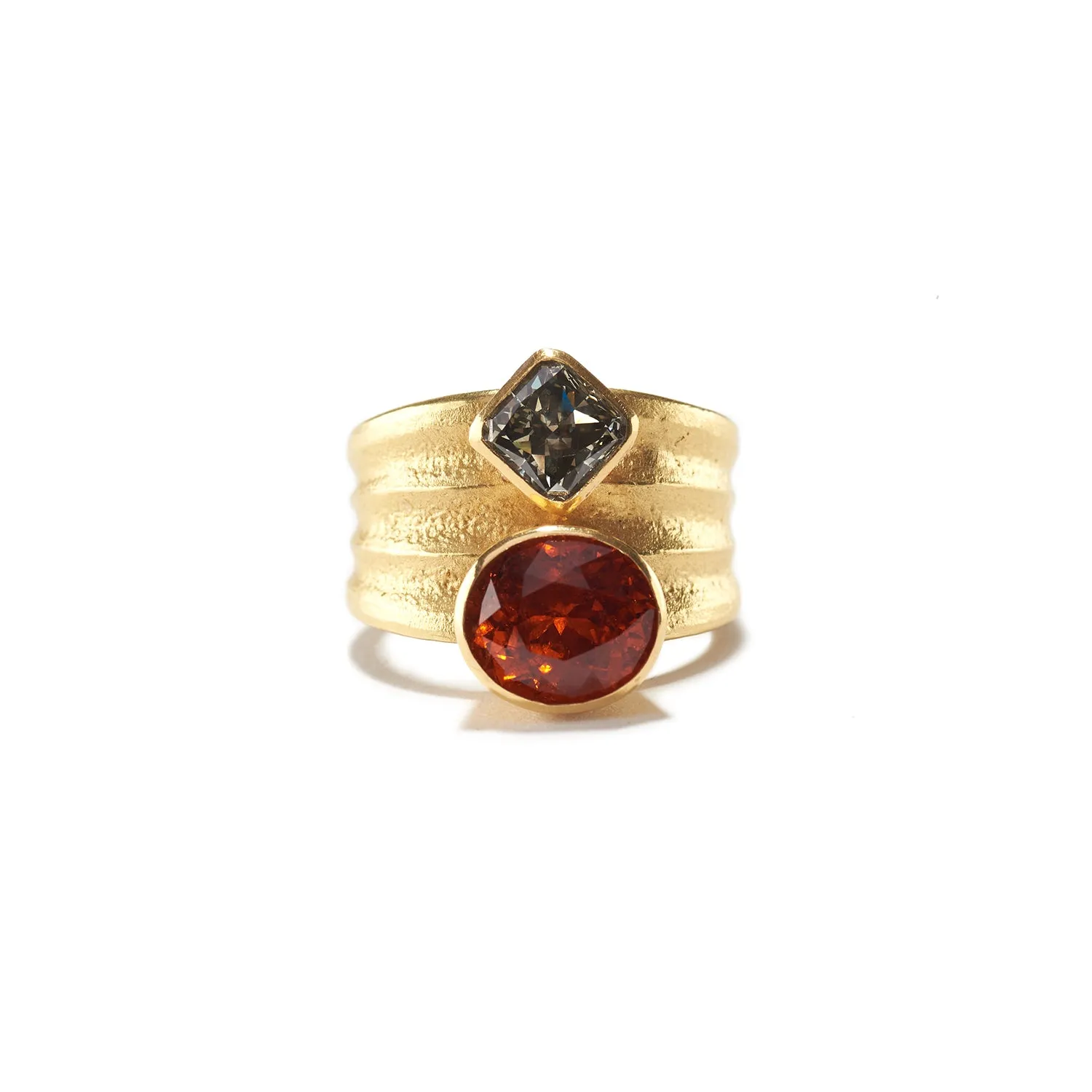 Garnet & Diamond Ripple Ring