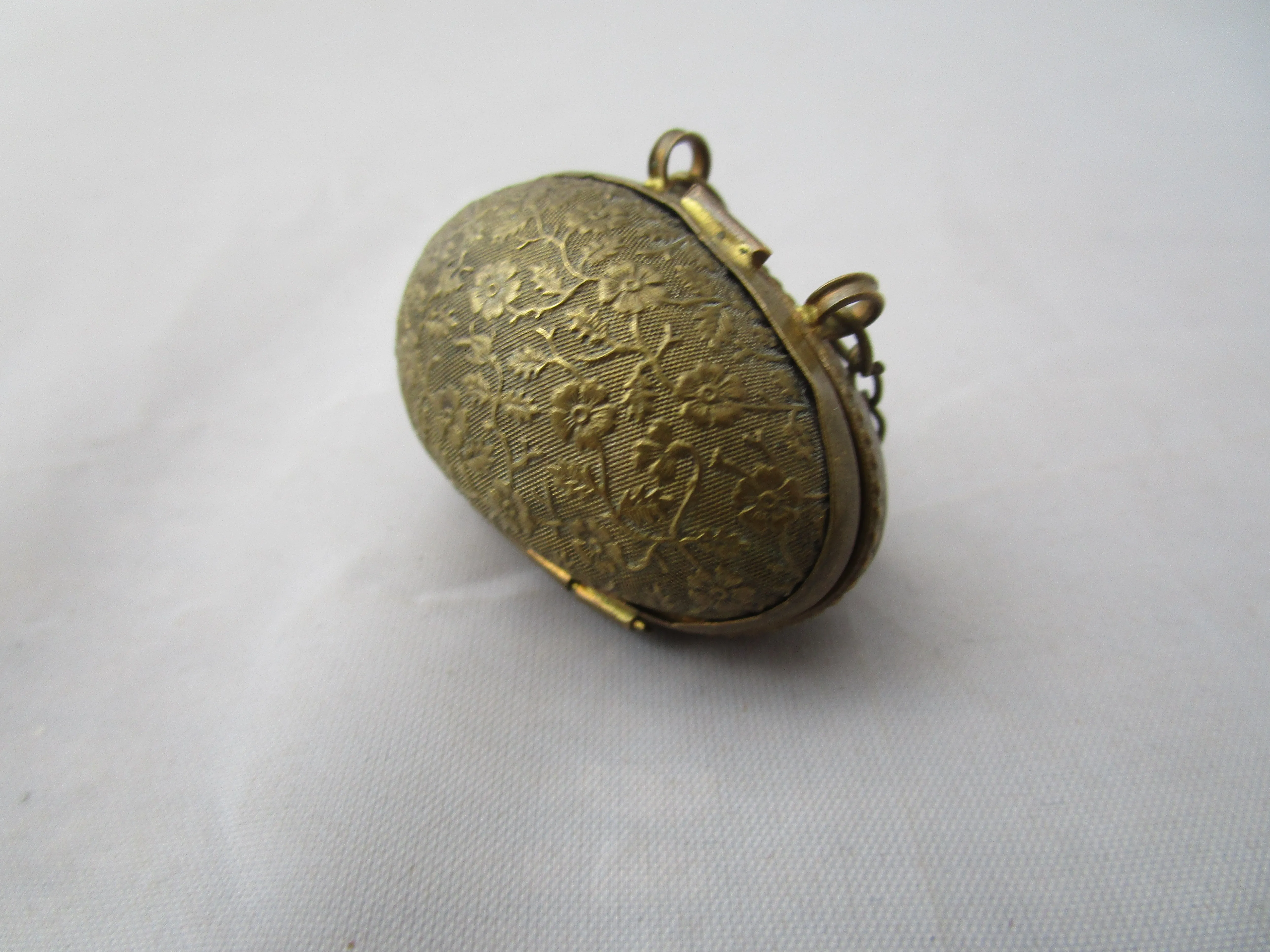 Gilt Metal Chatelaine Egg Thimble Case Antique Victorian c1880