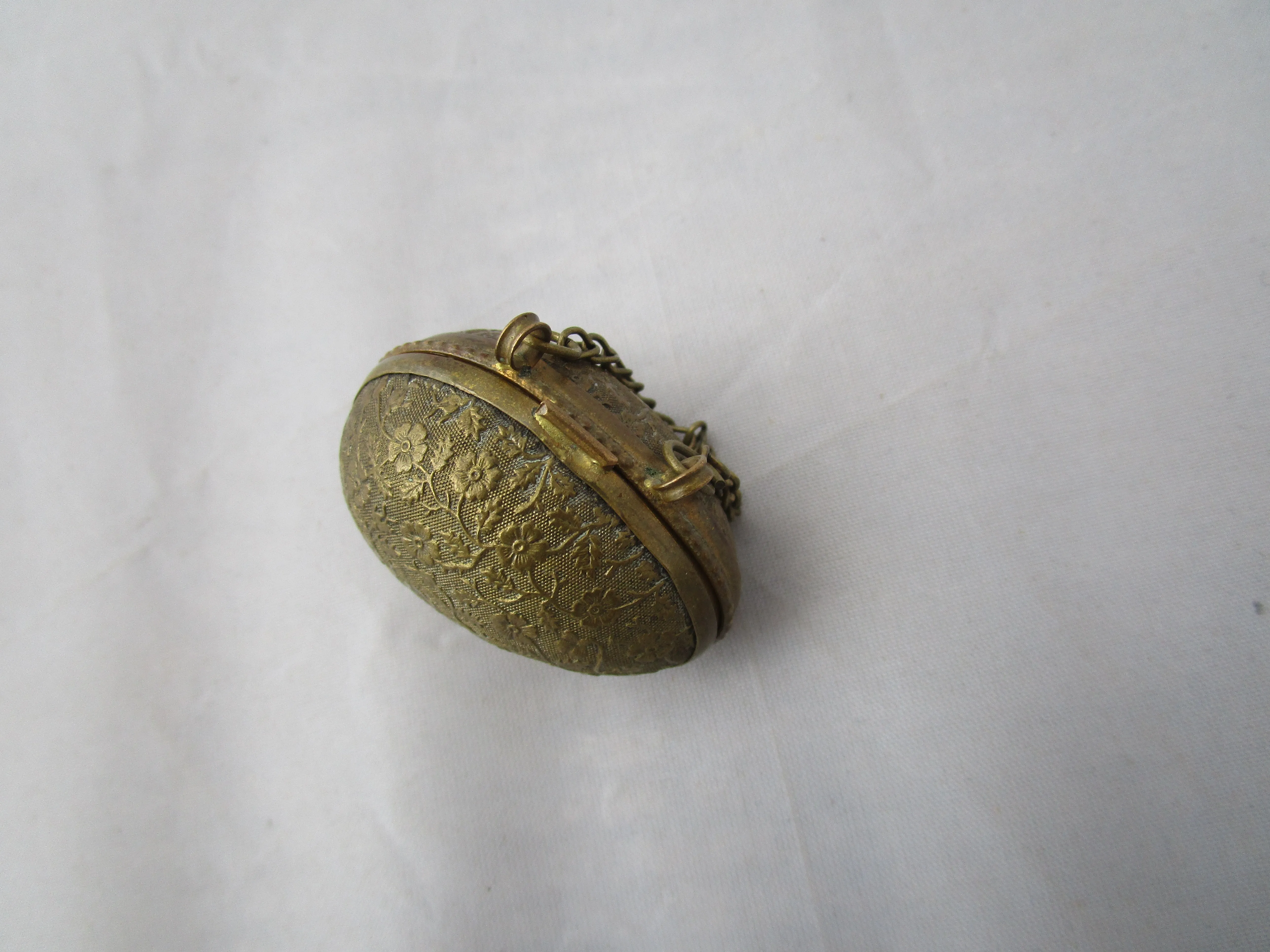 Gilt Metal Chatelaine Egg Thimble Case Antique Victorian c1880