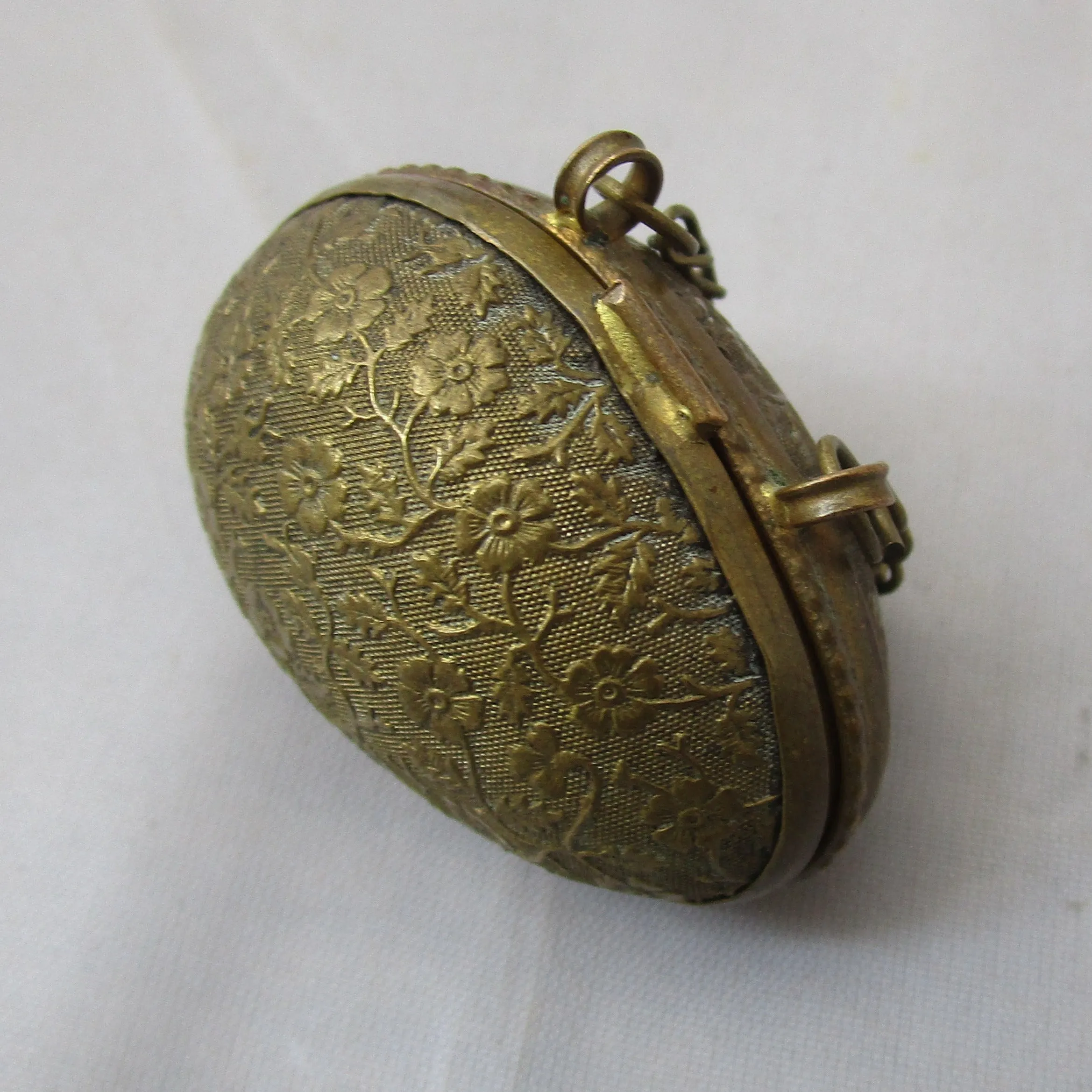 Gilt Metal Chatelaine Egg Thimble Case Antique Victorian c1880