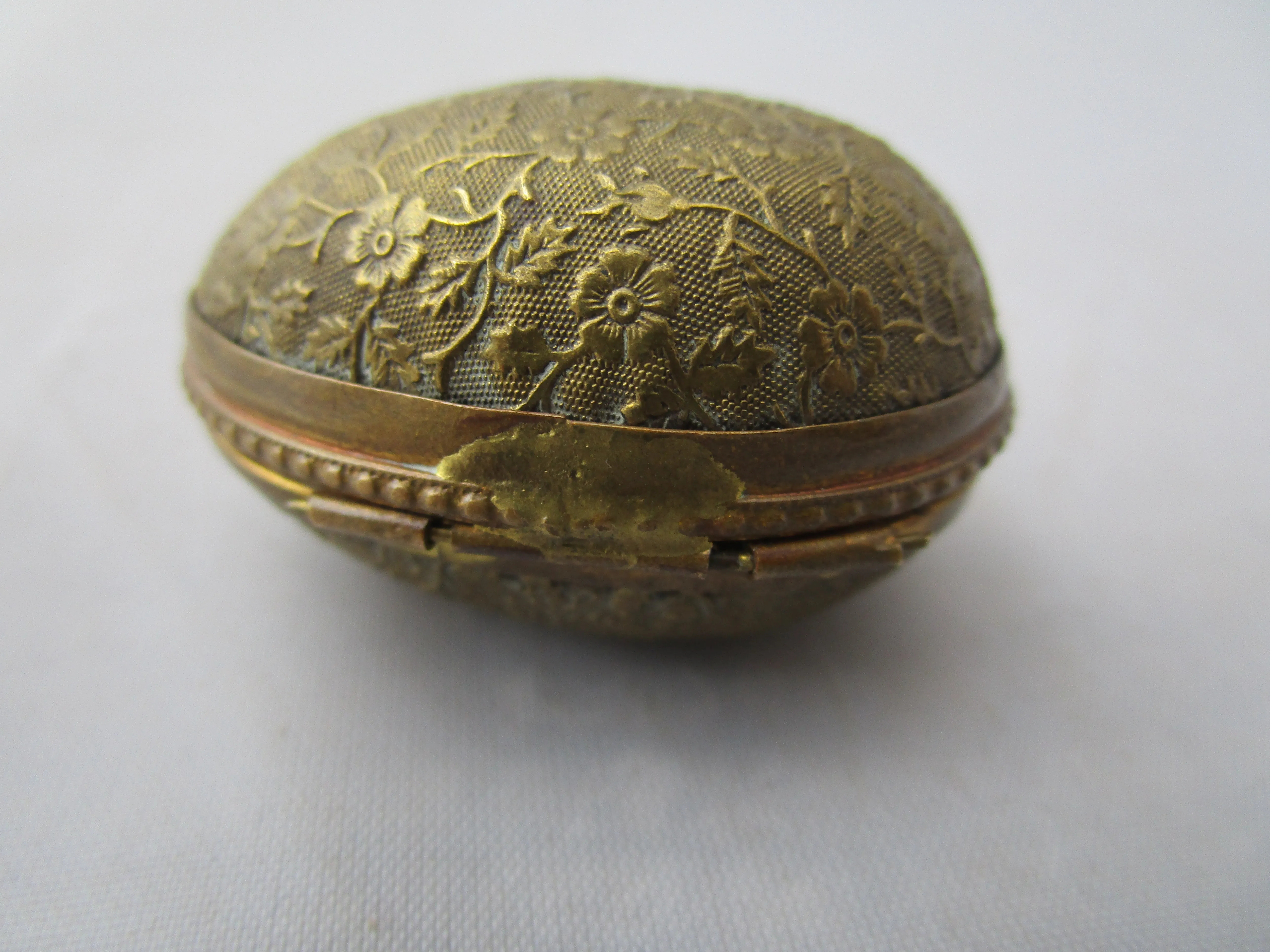 Gilt Metal Chatelaine Egg Thimble Case Antique Victorian c1880