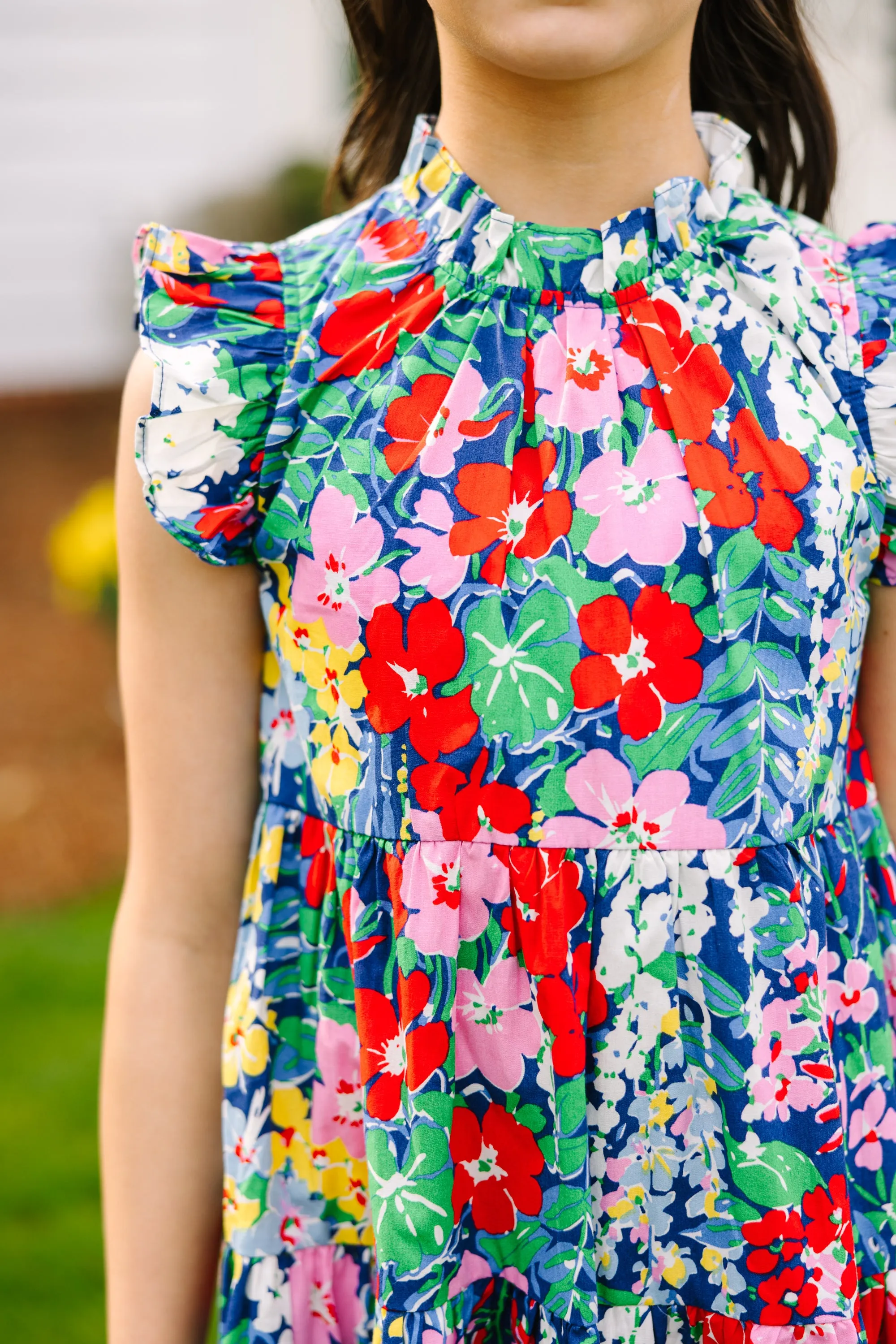 Girls: What Dreams Are Made Of Navy Floral Ruffled Dress