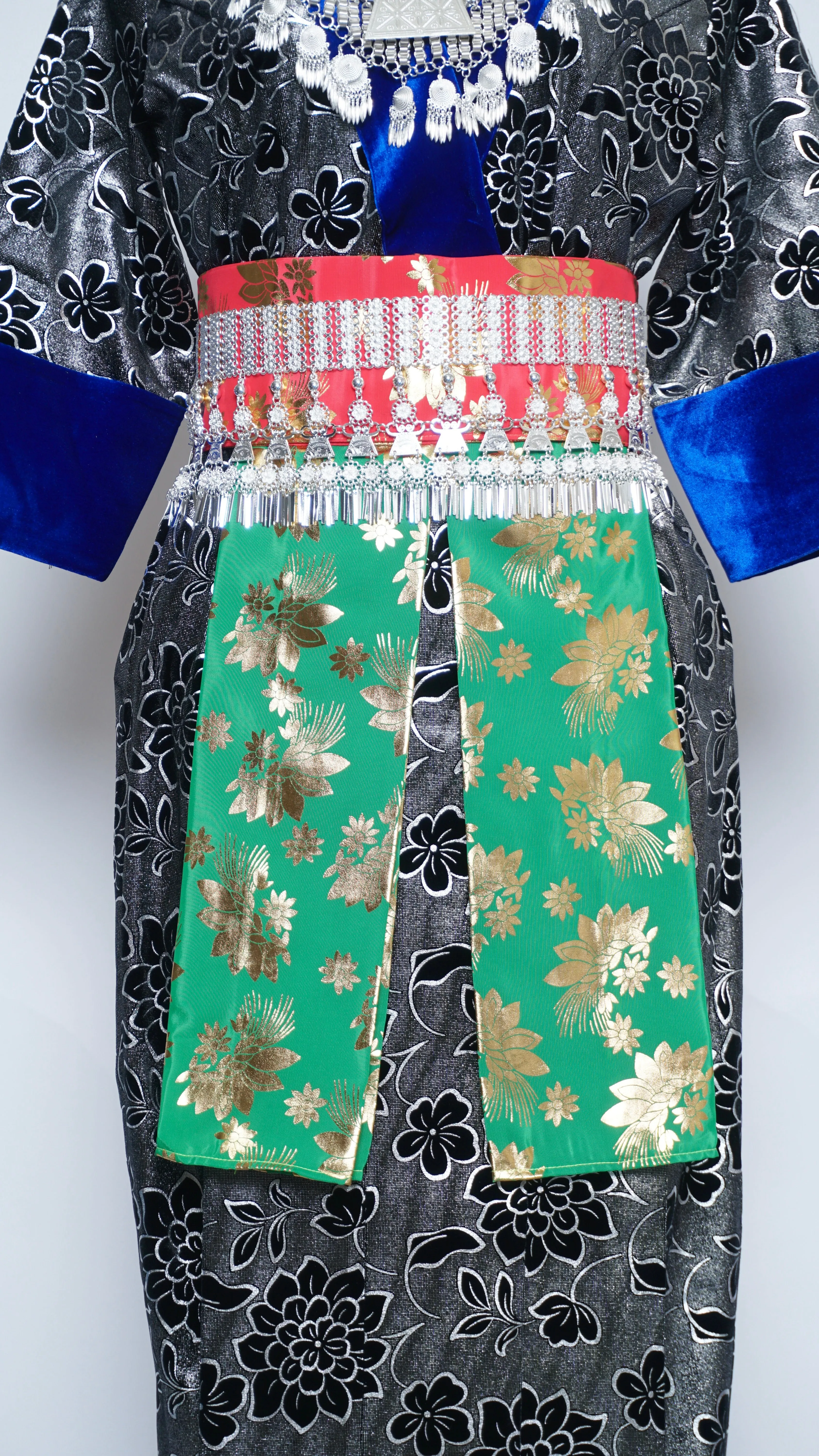 Hmong Xeev Silver Floral Velvet