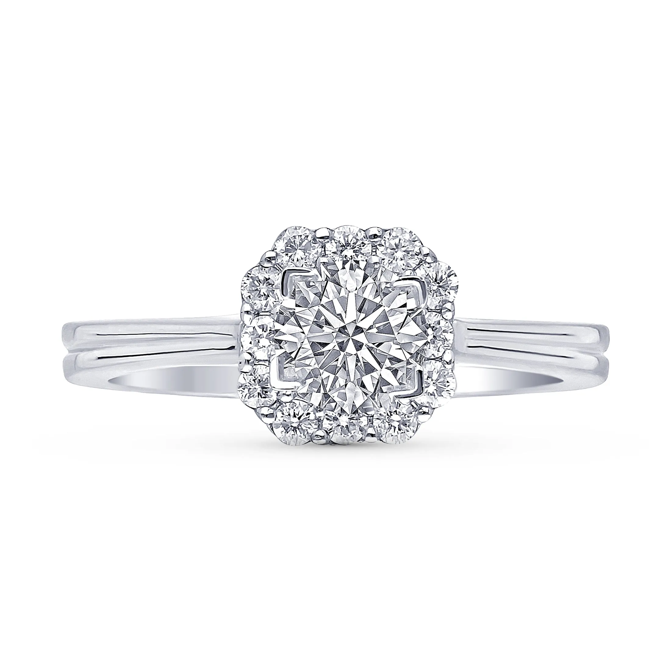 Kallati Eternal Round Halo Diamond Engagement Ring in 14K White Gold