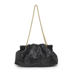 Kira Clutch in Snakeskin Black