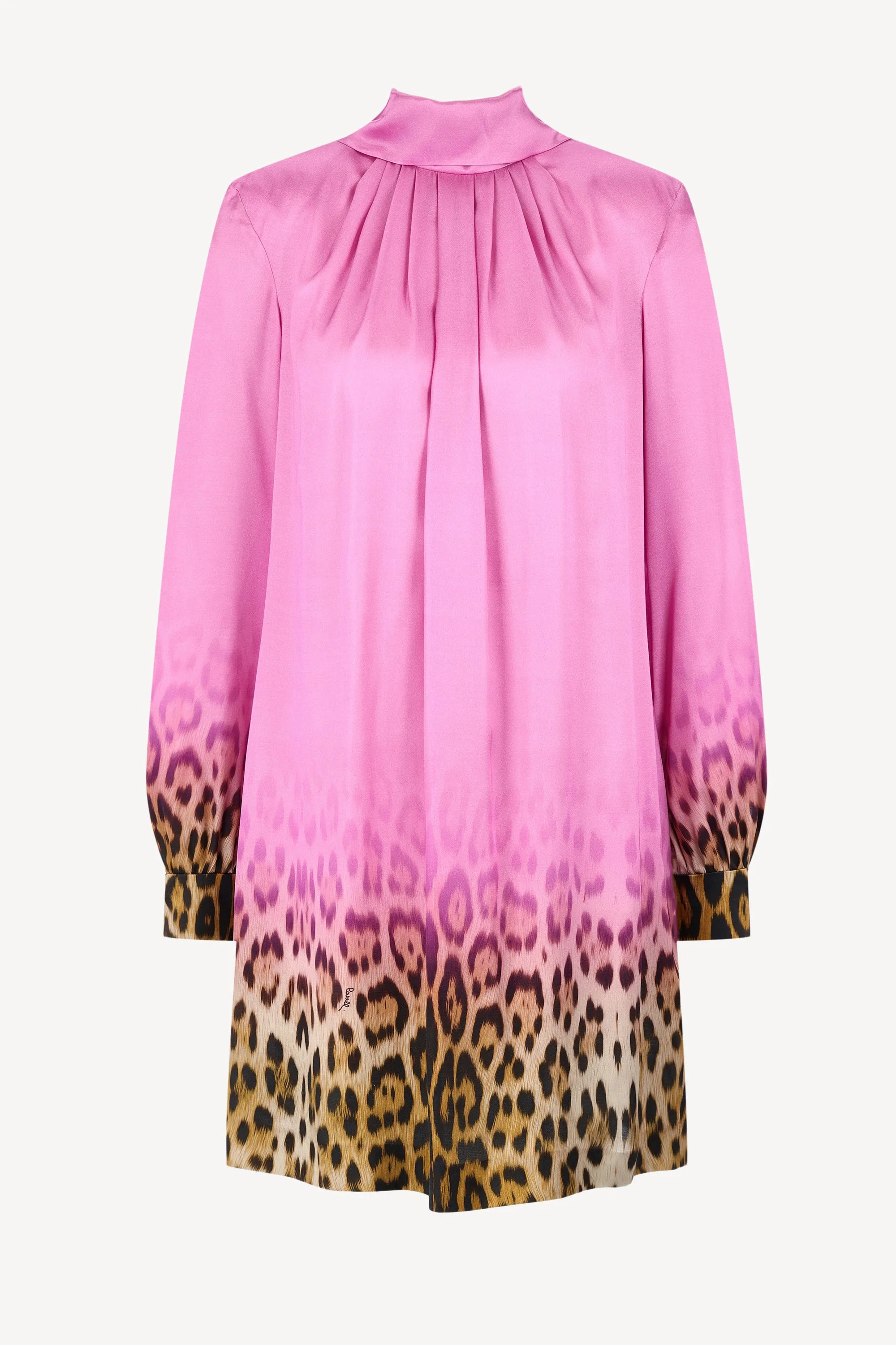 Kleid High Neck in Pink/Natural