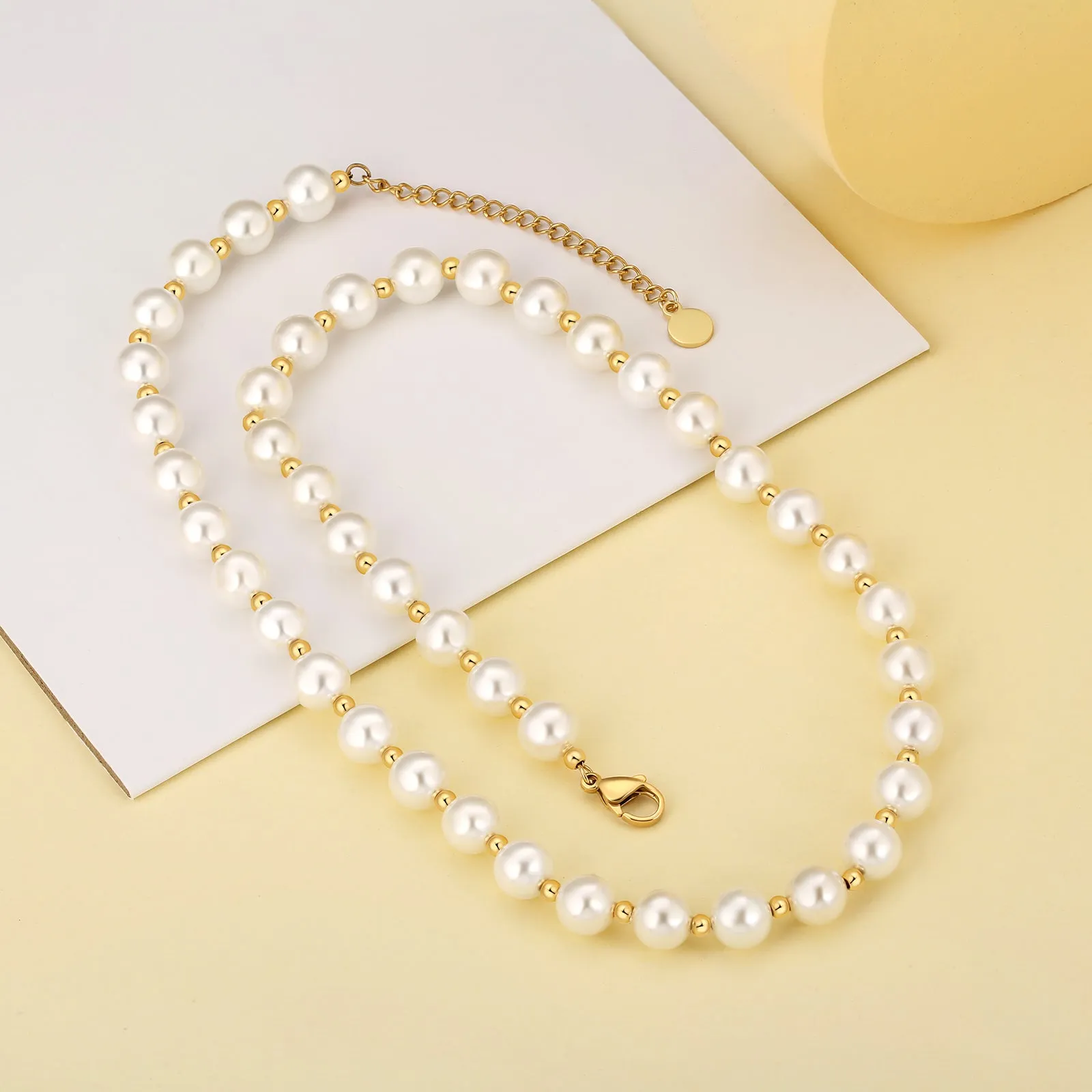 KRKC&CO 8mm Freshwater Pearl Beaded Necklace for Women