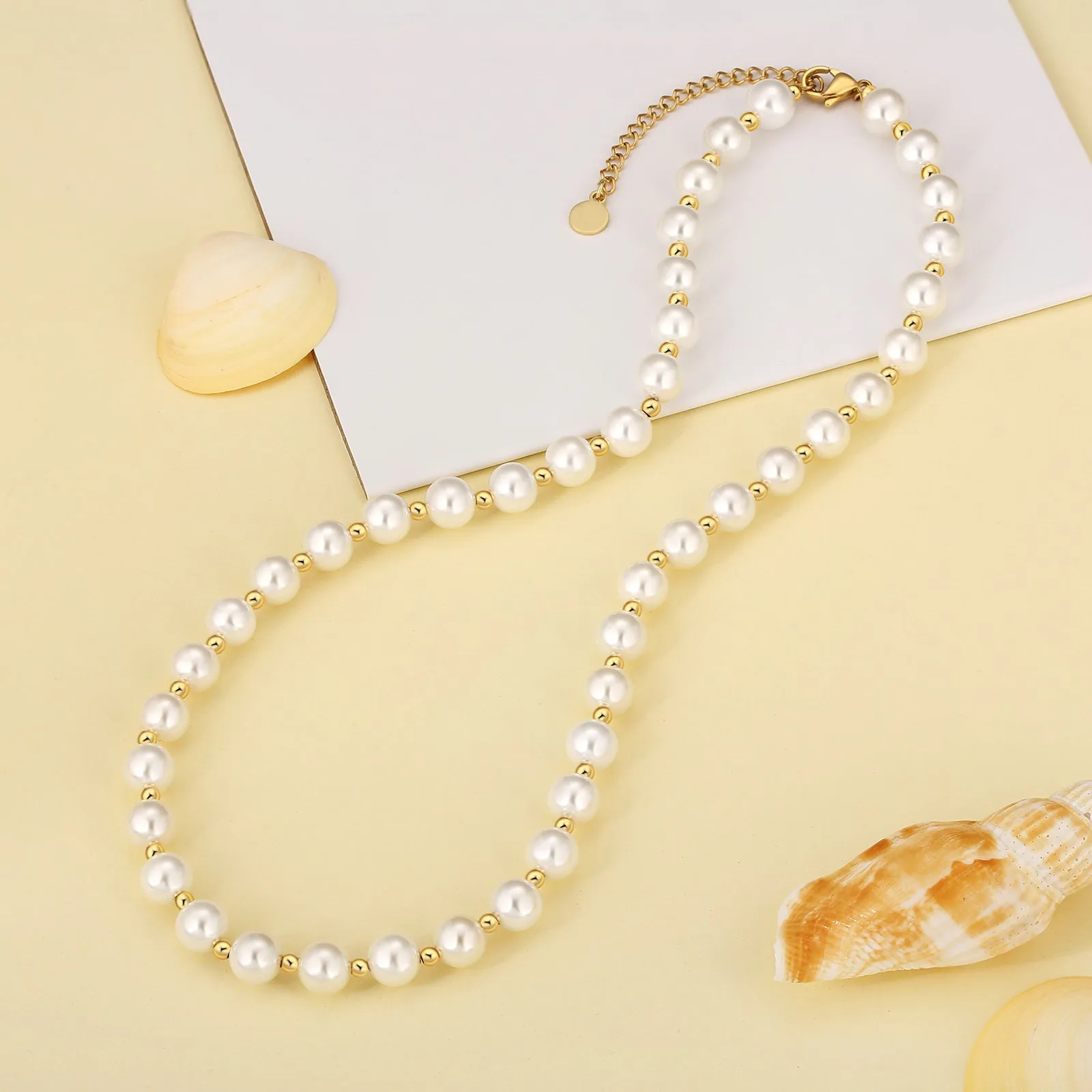 KRKC&CO 8mm Freshwater Pearl Beaded Necklace for Women