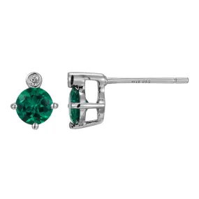 Lab Emerald Birthstone Earrings