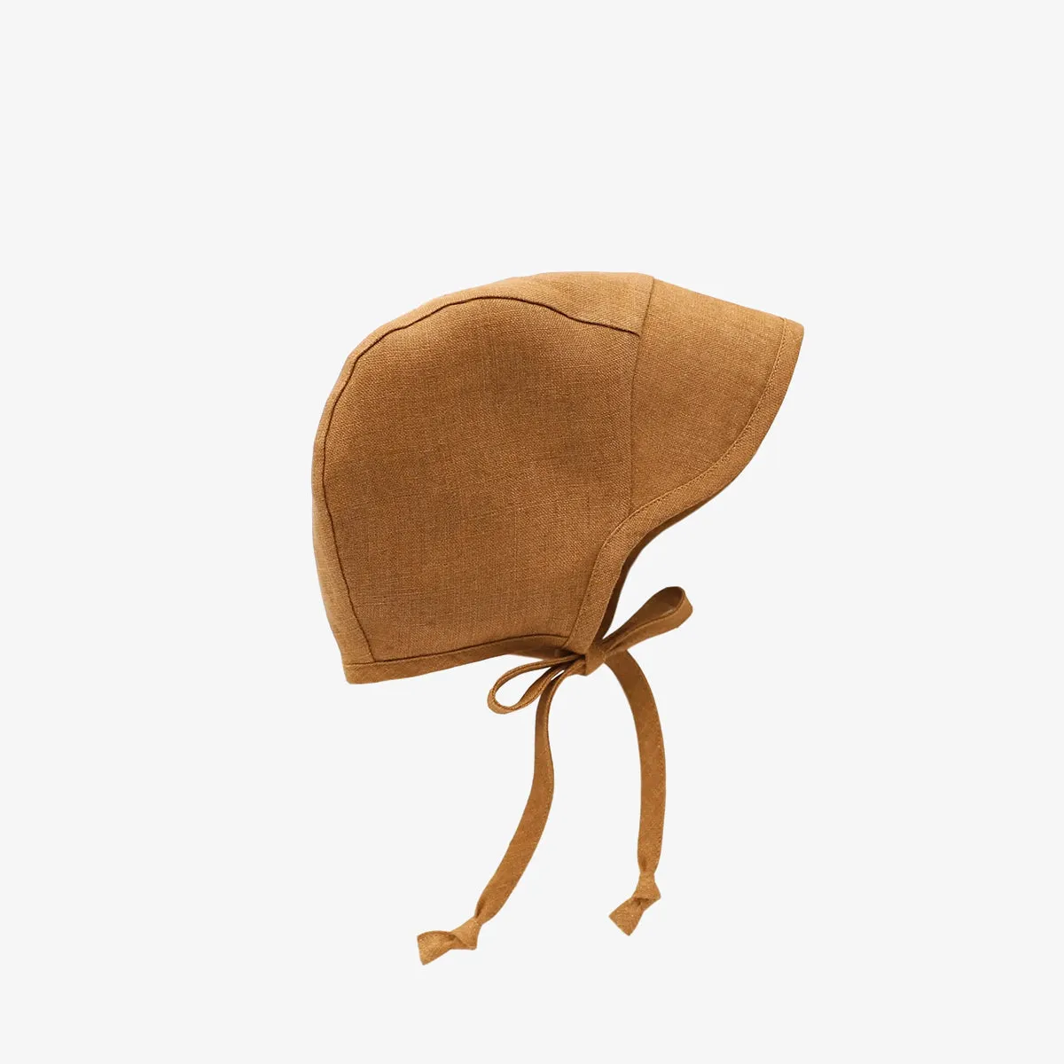 Linen Brimmed Bonnet with Cotton Lining // Rust