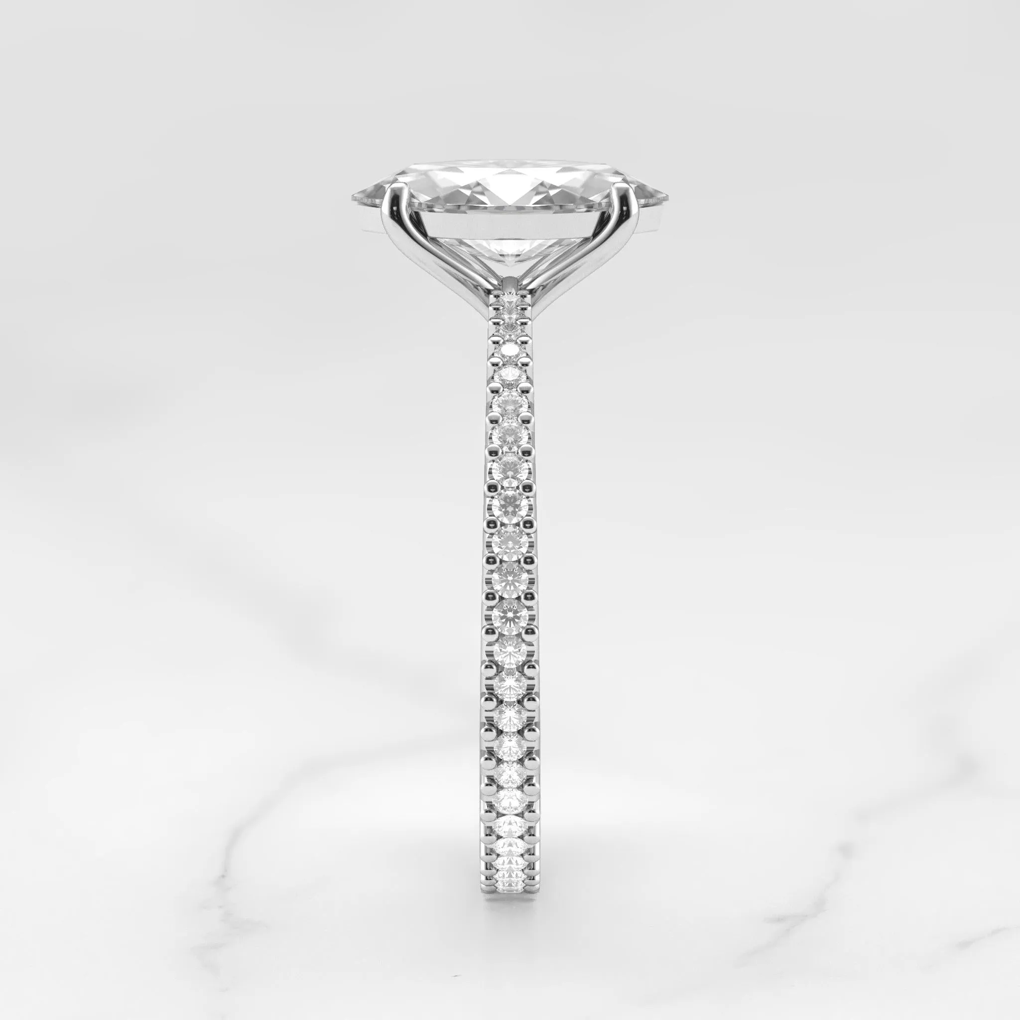 Marquise Full Pave Tapered Diamond Ring