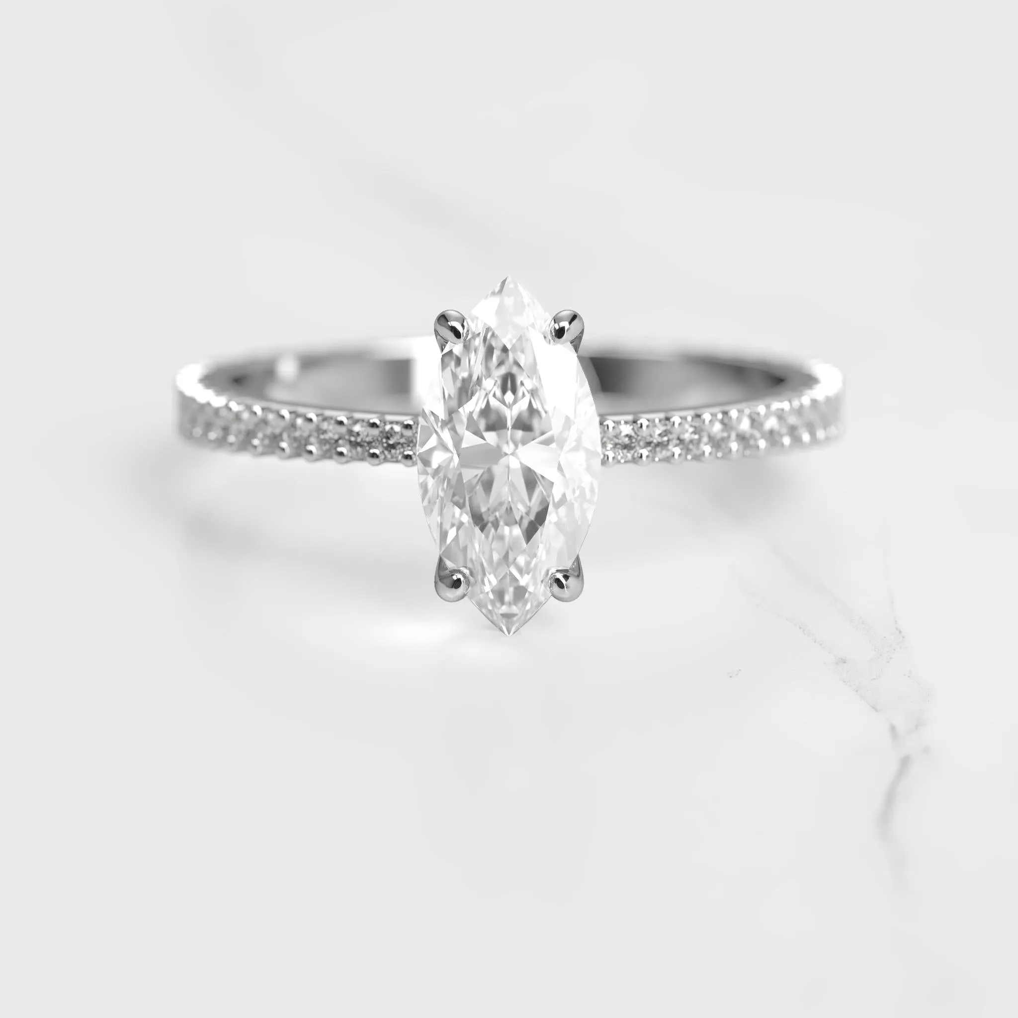 Marquise Full Pave Tapered Diamond Ring