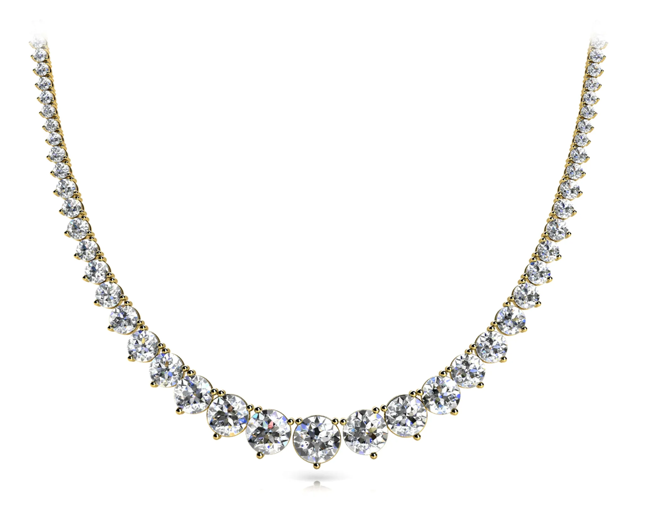 MIST 25 Carat Diamond Rivera Graduated Necklace in 14K White Gold 3 prong set  G Color SI1 Clarity BY MIKE NEKTA