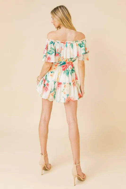 Off Shoulder Floral Romper