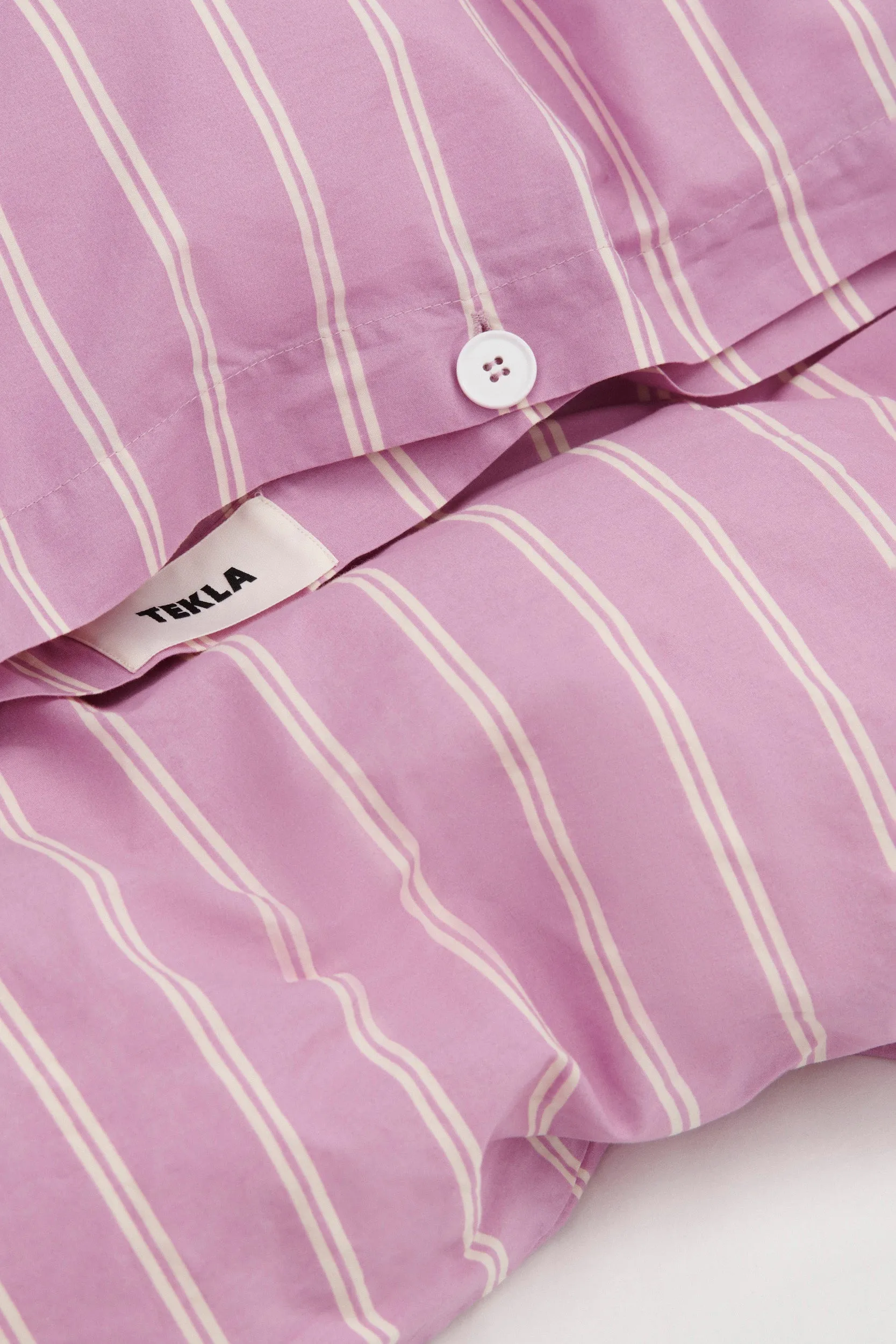 Percale Double Duvet Cover Mallow Pink Stripes